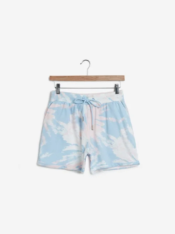 Belted Women Shorts to Enhance the WaistlineStudiofit Peach Tie-Dye Printed Shorts