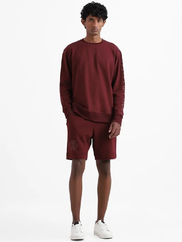 Cuffed Women Shorts for a Laid - Back and Trendy LookStudiofit Solid Wine Melange Relaxed-Fit Mid-Rise Shorts Cuffed Women Shorts for a Laid - Back and Trendy LookStudiofit Solid Wine Melange Relaxed-Fit Mid-Rise Shorts