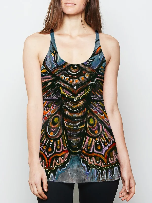 Women's Spaghetti Strap Tank Tops with Geometric PatternsThird Eye Moth Racerback Tank Women's Spaghetti Strap Tank Tops with Geometric PatternsThird Eye Moth Racerback Tank