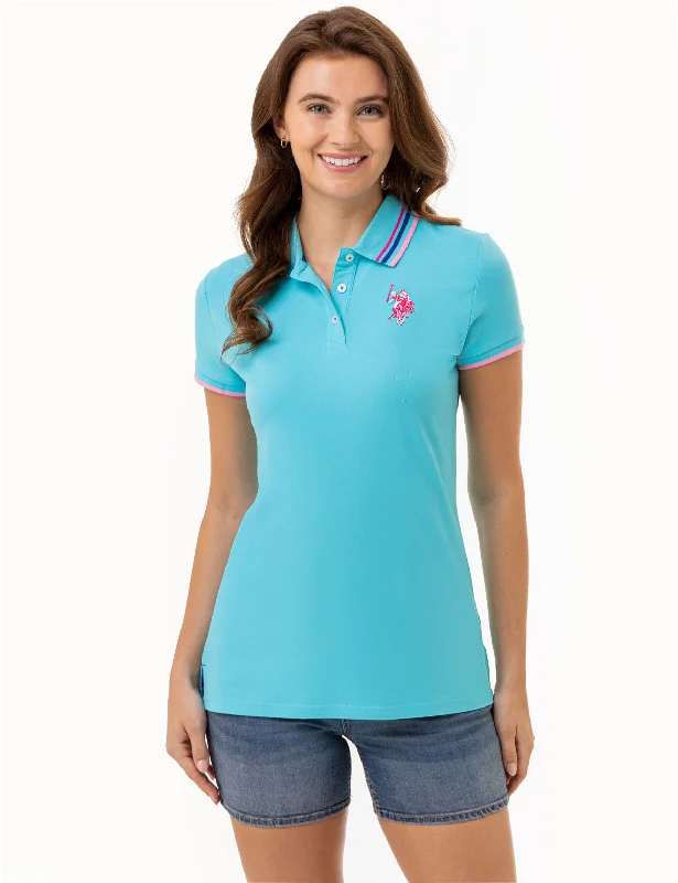 Navy blue slim - fit polo shirt for office wearTIPPED VARSITY POLO SHIRT