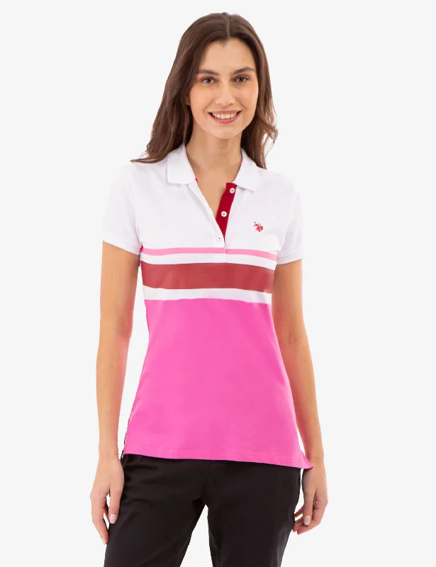 Sheer mesh panel polo shirt for a trendy twistTRI COLORBLOCK POLO SHIRT