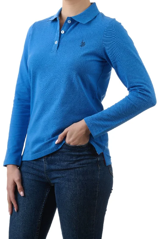 Camouflage print polo shirt for outdoor adventuresU.S. Polo Assn. Ladies Long sleeve polo shirt - Blue Camouflage print polo shirt for outdoor adventuresU.S. Polo Assn. Ladies Long sleeve polo shirt - Blue