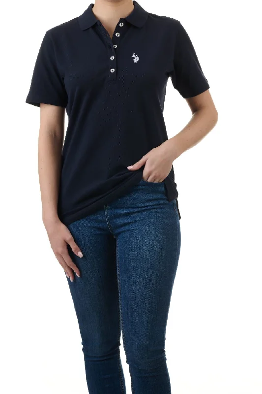Polo shirt with a hidden pocket for small essentialsU.S. Polo Assn. Ladies Signature plain polo shirt - Navy Polo shirt with a hidden pocket for small essentialsU.S. Polo Assn. Ladies Signature plain polo shirt - Navy