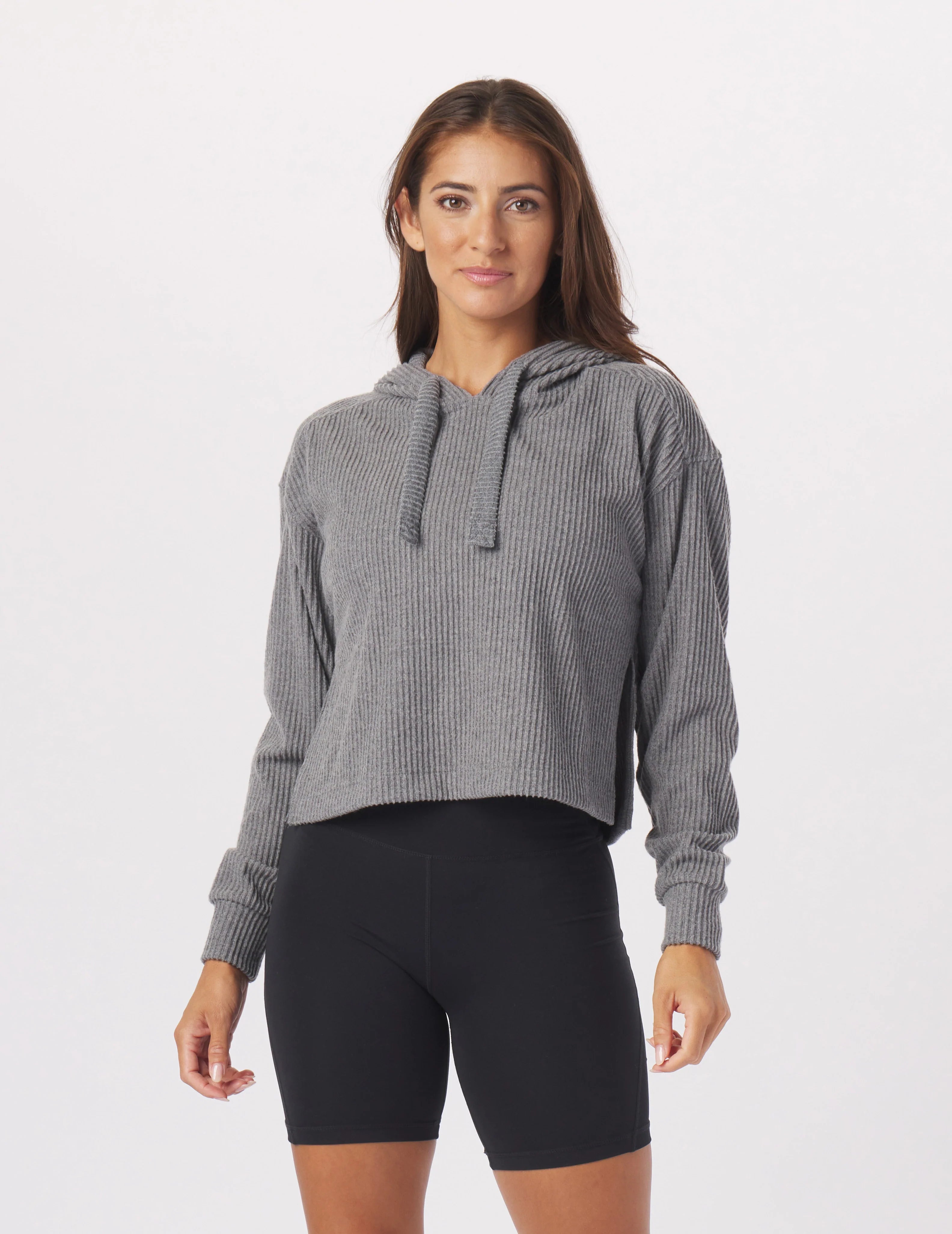 Plus Size Women Long Sleeve Top for a Flattering and Comfortable FitValley Hoodie: Charcoal Plus Size Women Long Sleeve Top for a Flattering and Comfortable FitValley Hoodie: Charcoal
