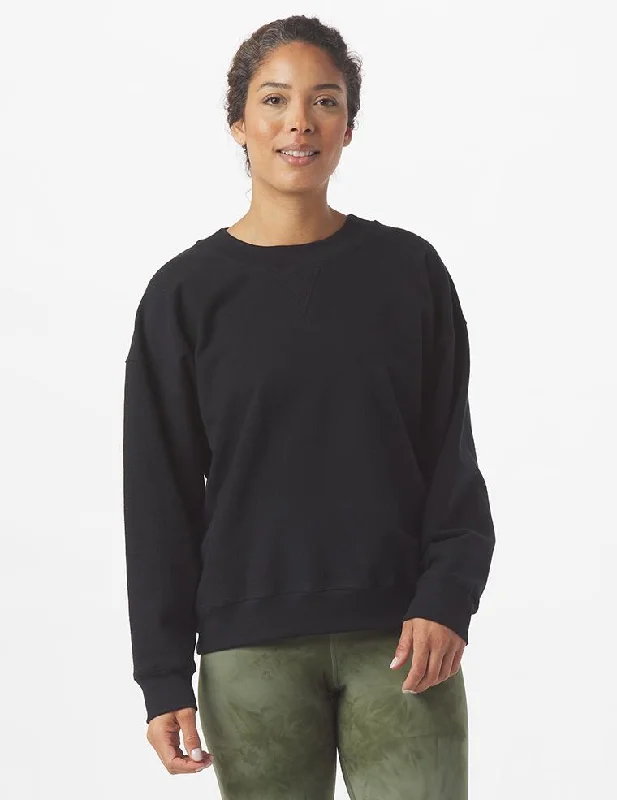 Thermal Women Long Sleeve Top for Extra Warmth in WinterVintage Oversized Crew: Black Thermal Women Long Sleeve Top for Extra Warmth in WinterVintage Oversized Crew: Black