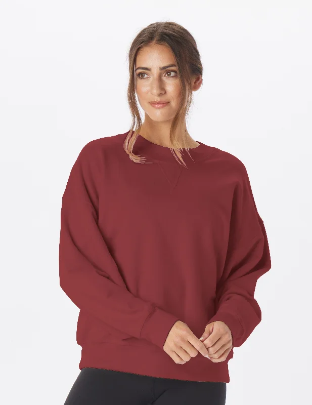 Puffer - Sleeve Women Long Sleeve Top for a Fashion - Forward LookVintage Oversized Crew: Cabernet Puffer - Sleeve Women Long Sleeve Top for a Fashion - Forward LookVintage Oversized Crew: Cabernet