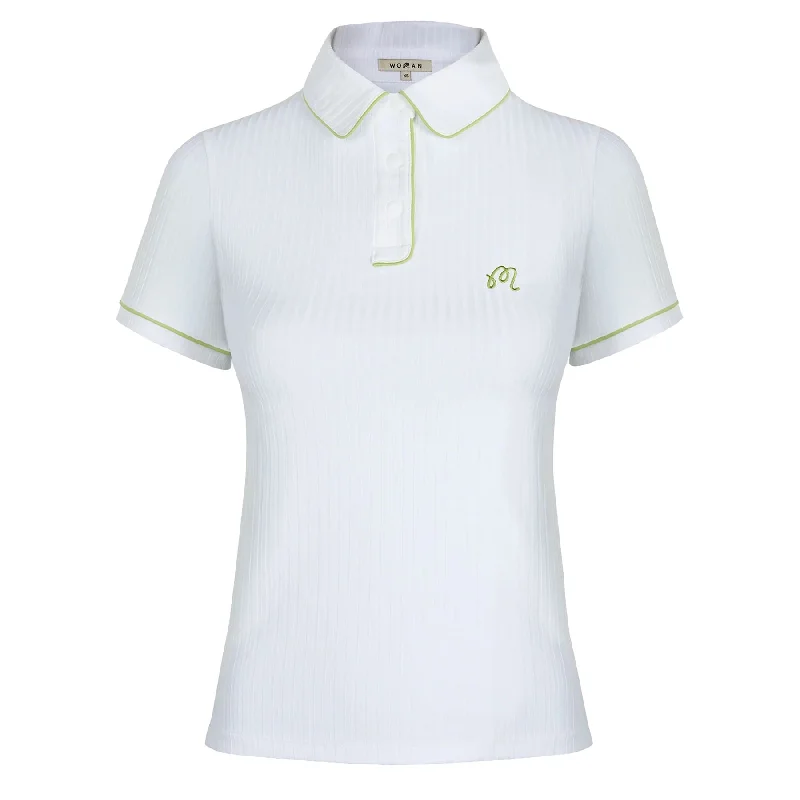 Hand - wash only polo shirt with delicate embroideryWomens Anna Polo White - W24