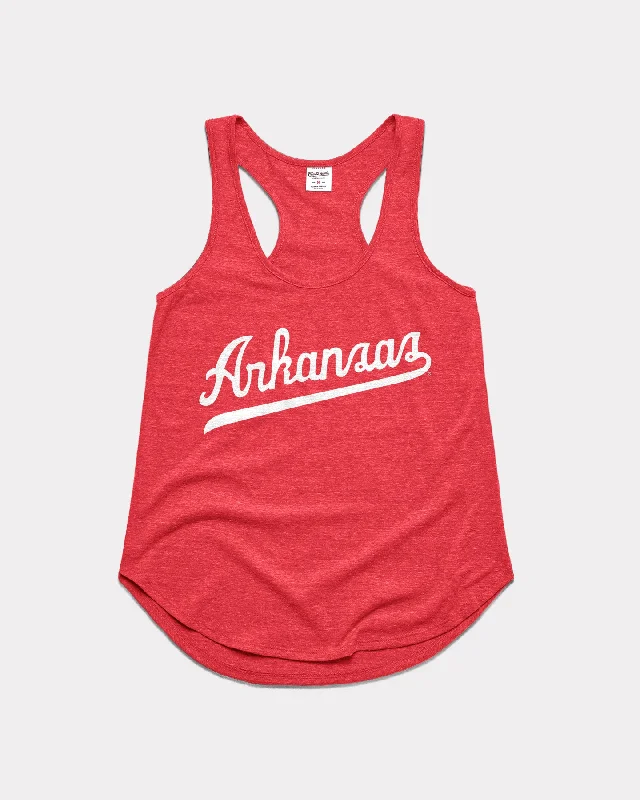 Plunge Neck Women's Seamless Tank Tops for a Smooth FitWomen's Arkansas Script Red Racerback Tank Plunge Neck Women's Seamless Tank Tops for a Smooth FitWomen's Arkansas Script Red Racerback Tank