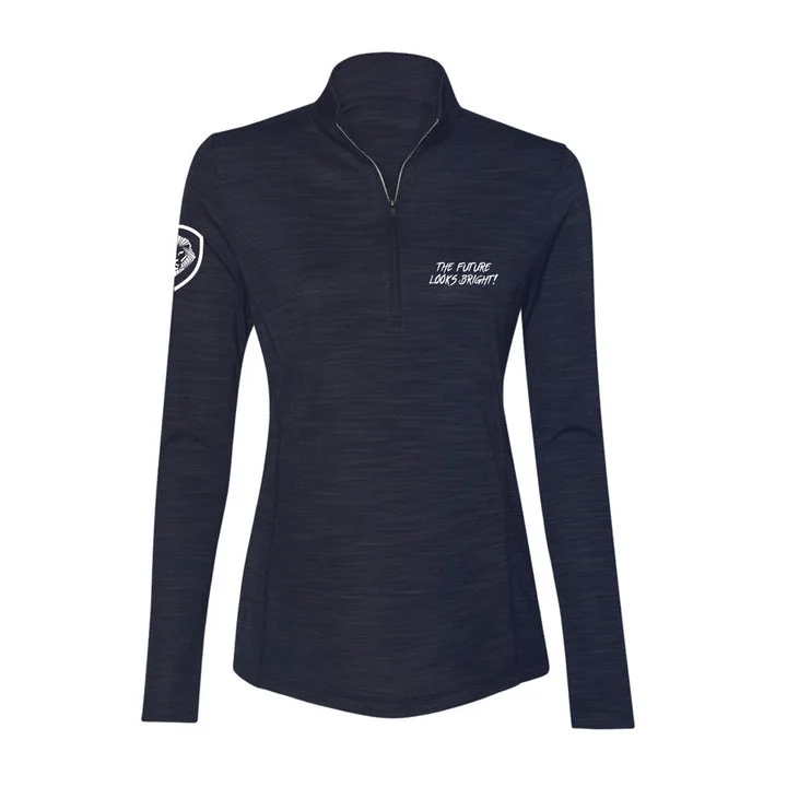 Plaid Women Long Sleeve Top for a Preppy VibeWomen's Dark Grey Future Looks Bright Performance 1/4 Zip Plaid Women Long Sleeve Top for a Preppy VibeWomen's Dark Grey Future Looks Bright Performance 1/4 Zip