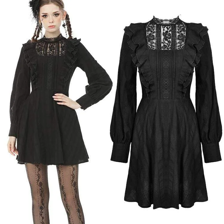 Turtleneck Women Long Sleeve Top for Cold Winter DaysWomen's Goth Lace Collar Long Sleeved Ruffles Black Little Dresses Turtleneck Women Long Sleeve Top for Cold Winter DaysWomen's Goth Lace Collar Long Sleeved Ruffles Black Little Dresses