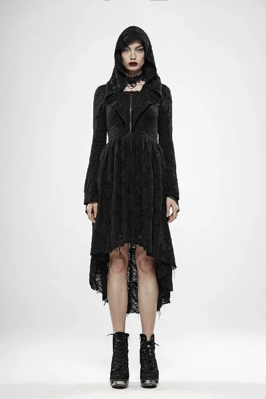 Women's Goth Witch Irregular Folded Dresses With Hood