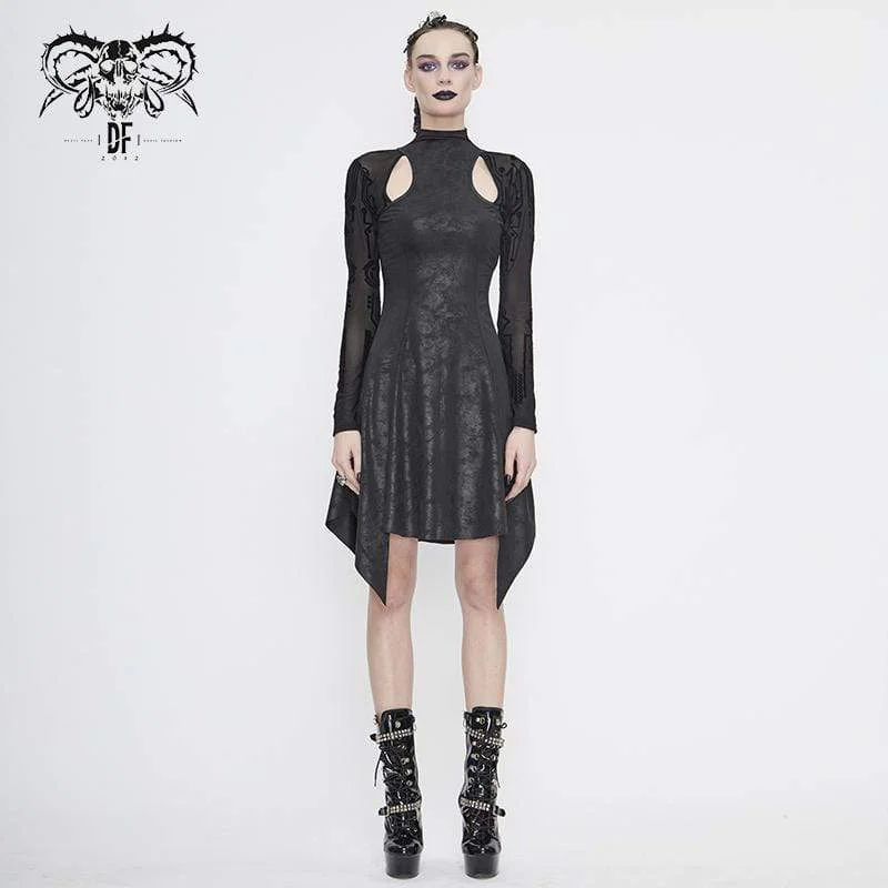 Puffer - Sleeve Women Long Sleeve Top for a Fashion - Forward LookWomen's Gothic Asymmetrical Flared Long Sleeved Dresses with Tear-Drop Cut-out Details Puffer - Sleeve Women Long Sleeve Top for a Fashion - Forward LookWomen's Gothic Asymmetrical Flared Long Sleeved Dresses with Tear-Drop Cut-out Details
