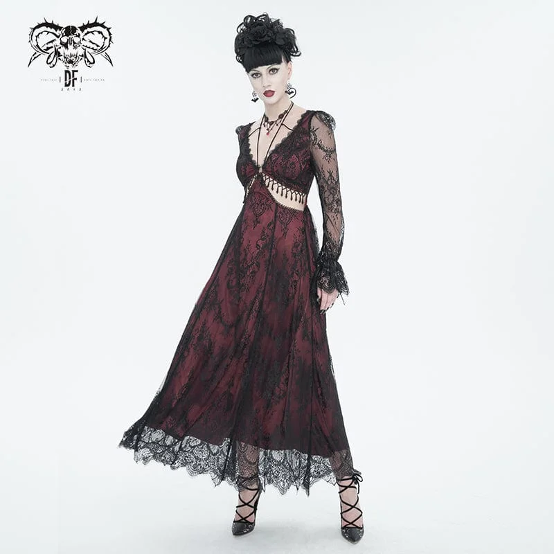 Metallic Accent Women Long Sleeve Top for a Glamorous LookWomen's Gothic Cutout Beaded Lace Wedding Dress Metallic Accent Women Long Sleeve Top for a Glamorous LookWomen's Gothic Cutout Beaded Lace Wedding Dress