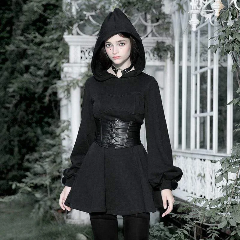 Women's Gothic Long Sleeved Witch Hood Dresses