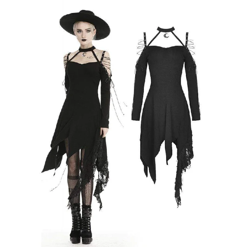 Women's Gothic Off-shoulders Ripped Slip Dresses