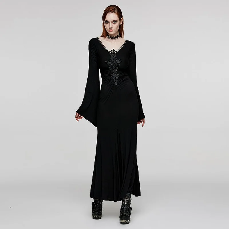 Cropped Women Long Sleeve Top to Pair with High - Waisted BottomsWomen's Gothic Plunging Floral Embroidered Wedding Gown Dress Cropped Women Long Sleeve Top to Pair with High - Waisted BottomsWomen's Gothic Plunging Floral Embroidered Wedding Gown Dress