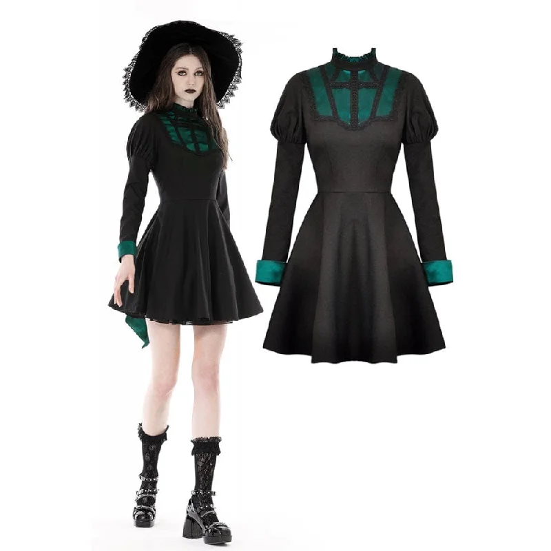 Plus Size Women Long Sleeve Top for a Flattering and Comfortable FitWomen's Gothic Puff Sleeved Double Color Dress Plus Size Women Long Sleeve Top for a Flattering and Comfortable FitWomen's Gothic Puff Sleeved Double Color Dress