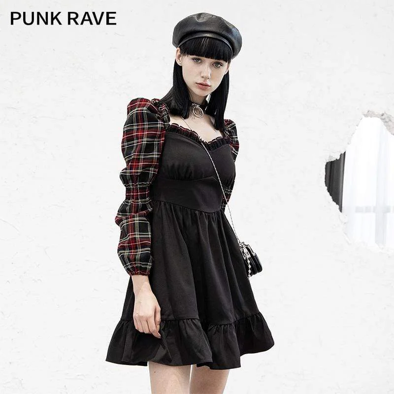 Striped Women Long Sleeve Top in a Timeless PatternWomen's Grunge Plaid Sleeve Splicing Falbala Hem Dresses Striped Women Long Sleeve Top in a Timeless PatternWomen's Grunge Plaid Sleeve Splicing Falbala Hem Dresses