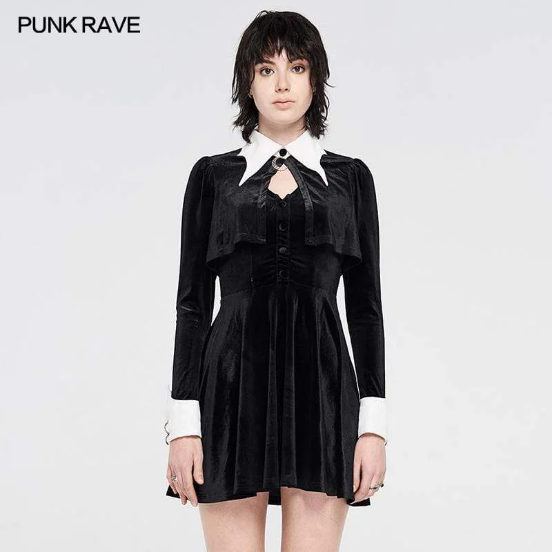 Women's Grunge White Collar Fake Two Piece Dresses