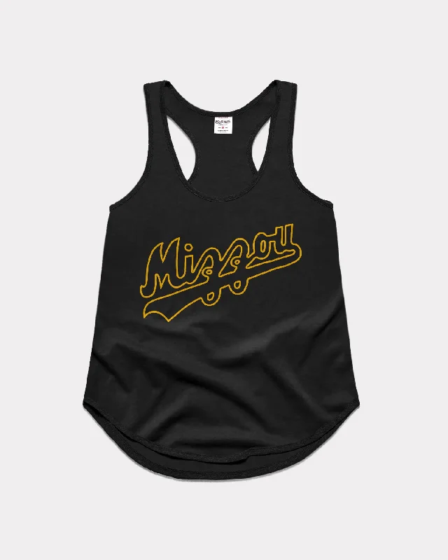 Women's Longline Tank Tops with Abstract PrintsWomen's Mizzou Script Vintage Black Racerback Tank Women's Longline Tank Tops with Abstract PrintsWomen's Mizzou Script Vintage Black Racerback Tank
