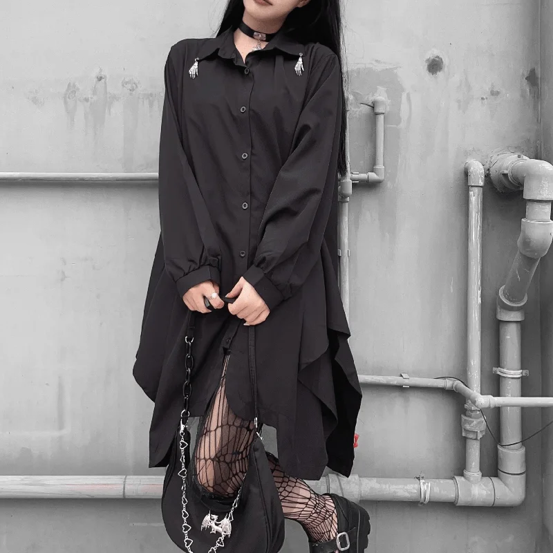 Floral Printed Women Long Sleeve Top for a Romantic LookWomen's Punk Irregular Skeleton Long Shirt