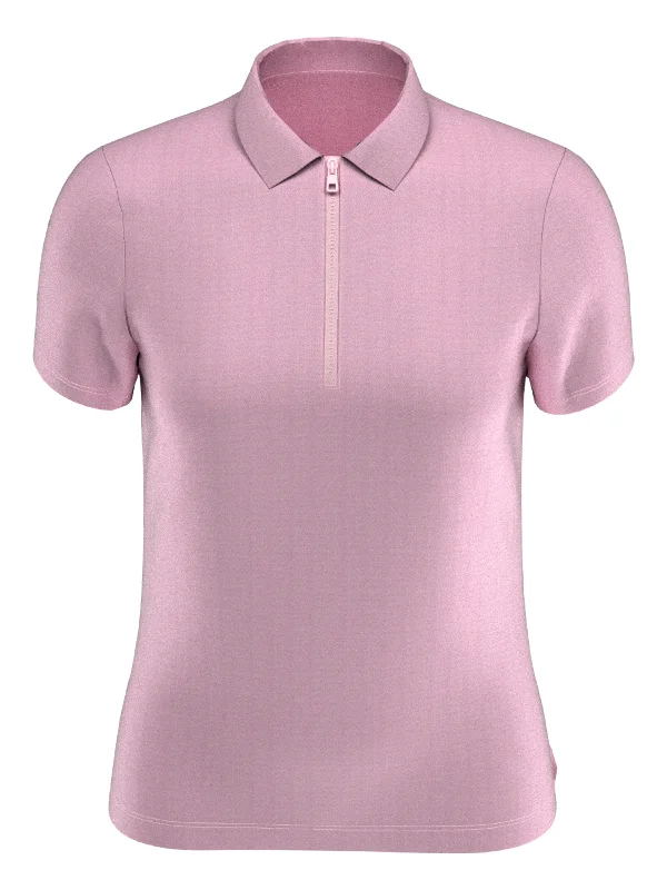 Polo shirt with a drawstring hem for an adjustable fitWomens Quarter Zip Short Sleeve Heather Golf Polo Shirt Polo shirt with a drawstring hem for an adjustable fitWomens Quarter Zip Short Sleeve Heather Golf Polo Shirt