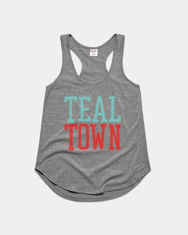 Scoop Neck Women's Linen Blend Tank Tops for SummerWomen's Teal Town KC Current Grey Tank Scoop Neck Women's Linen Blend Tank Tops for SummerWomen's Teal Town KC Current Grey Tank