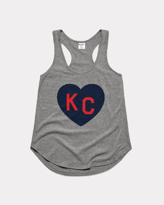 One - Shoulder Women's Rayon Blend Tank Tops for a Flowy LookWomen's Vintage Grey KC Heart Racerback Tank