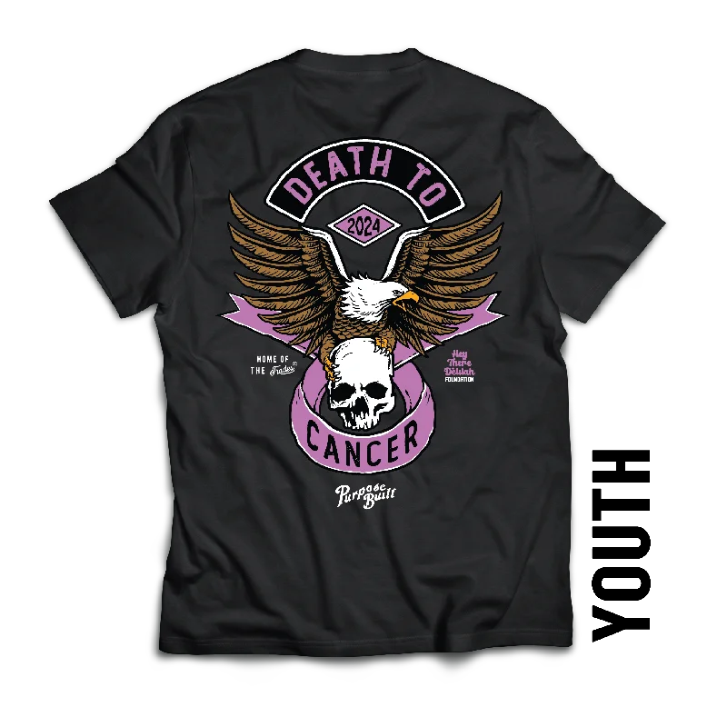 Printed Graphic Women Long Sleeve Top with a Bold StatementYouth Death to Cancer Tee, Black Printed Graphic Women Long Sleeve Top with a Bold StatementYouth Death to Cancer Tee, Black