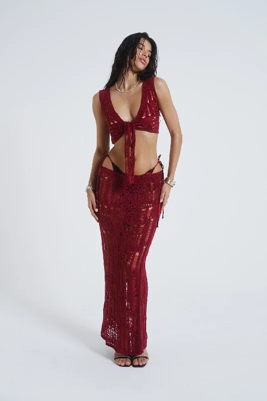 Sequined cover ups for a glamorous poolside eveningOdette Laddered Knit Maxi Skirt