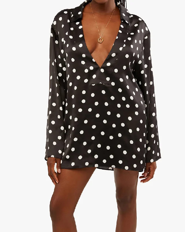 Petite - fit cropped linen cover ups for a breezy summer strollCaftan Oversized Polka Dot Shirtdress Petite - fit cropped linen cover ups for a breezy summer strollCaftan Oversized Polka Dot Shirtdress