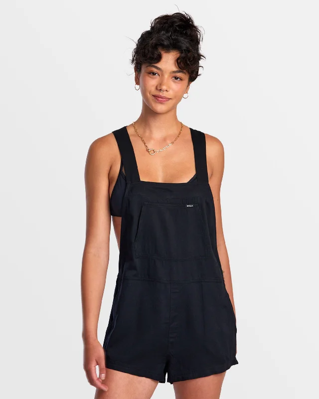 V - neck cover ups for a flattering necklineCleared Beach Coverup Romper - RVCA Black V - neck cover ups for a flattering necklineCleared Beach Coverup Romper - RVCA Black