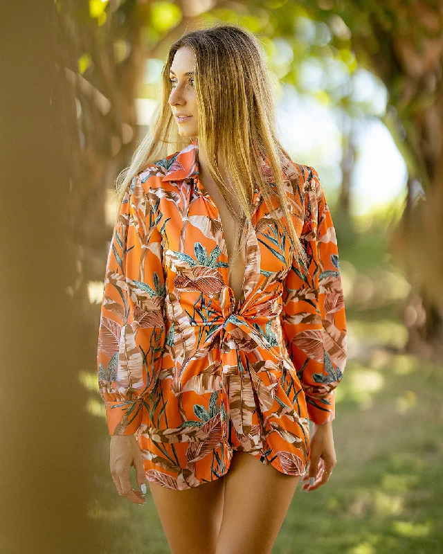Hand - embroidered lace cover ups for a romantic and elegant beach outfitCoral Mixed Print Beach Dress Hand - embroidered lace cover ups for a romantic and elegant beach outfitCoral Mixed Print Beach Dress
