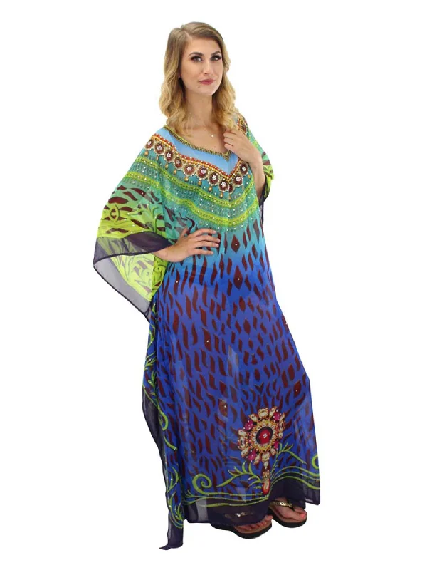 Button - down cover ups for a versatile and easy - to - wear optionElegant Blue Long Bohemian Cover Up Dress Button - down cover ups for a versatile and easy - to - wear optionElegant Blue Long Bohemian Cover Up Dress