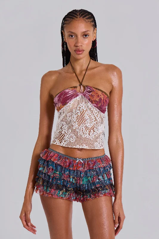 Plus - size floral print cover ups for a stylish beach lookEliana Devore Knit Bandeau Top in White Plus - size floral print cover ups for a stylish beach lookEliana Devore Knit Bandeau Top in White