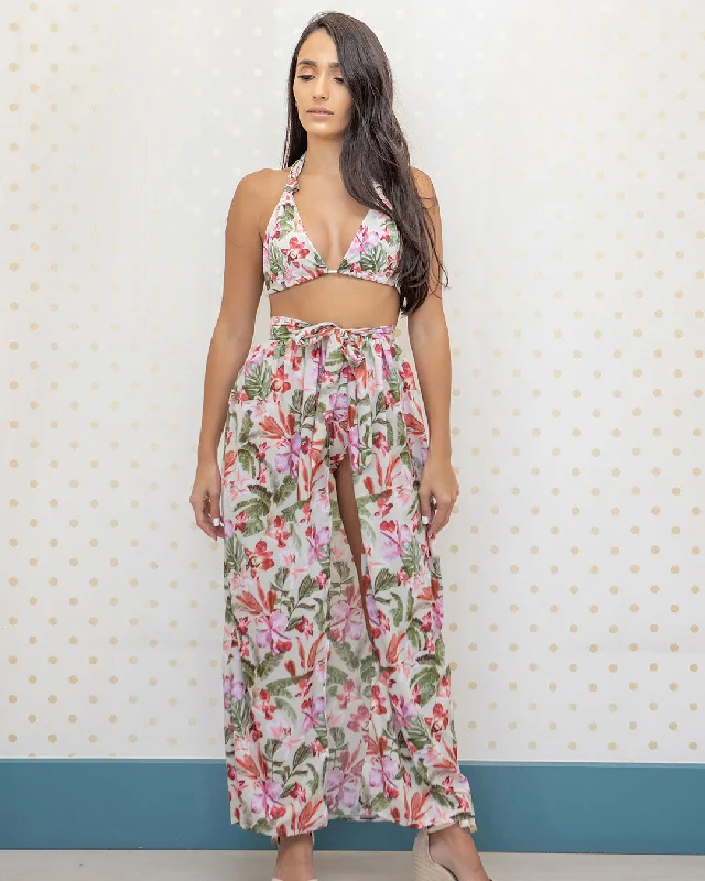 Drawstring - closure cover ups for adjustable sizingFlorals Wrap Around Long Skirt