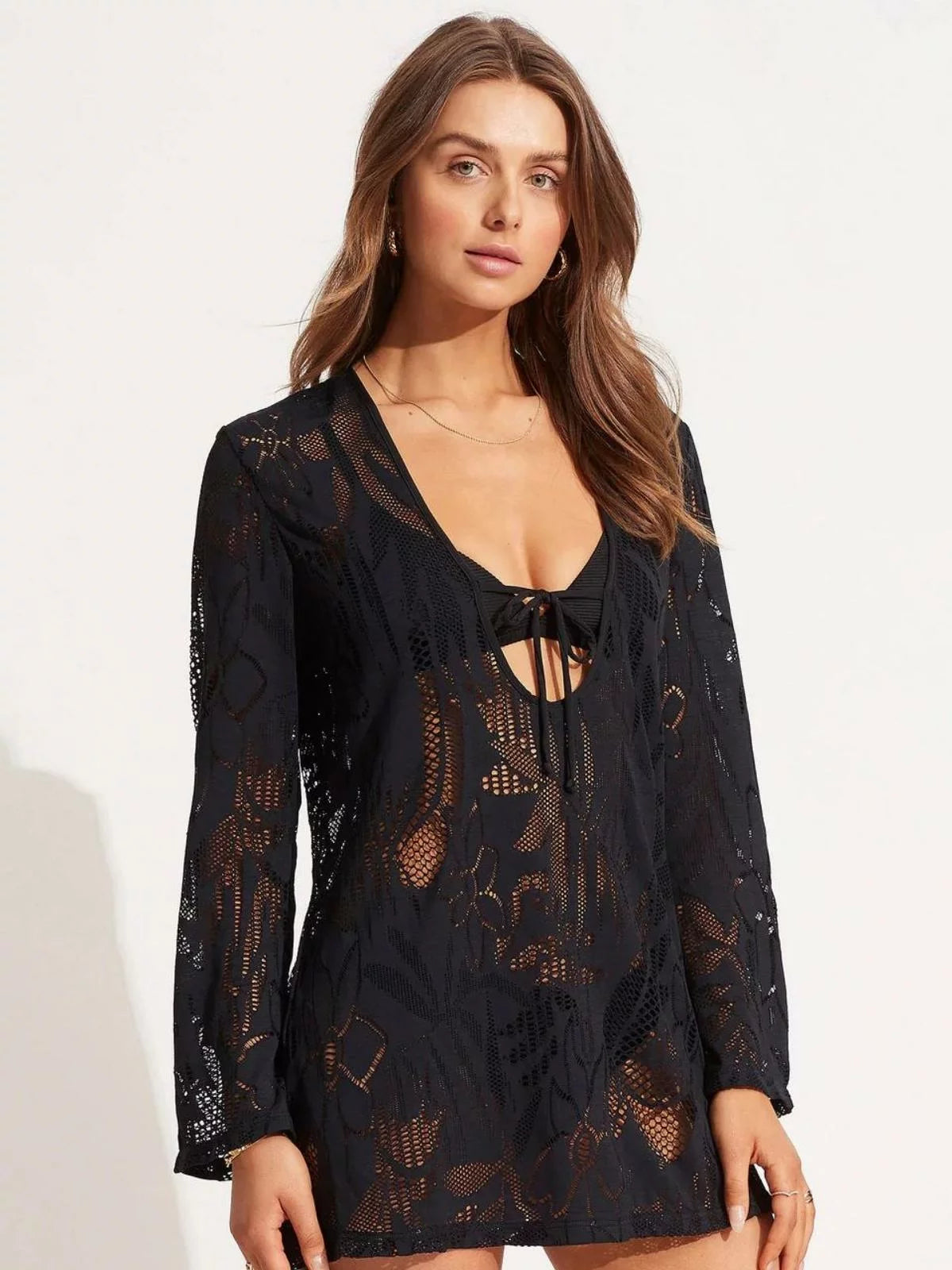 Hand - embroidered lace cover ups for a romantic and elegant beach outfitISLAND KAFTAN Hand - embroidered lace cover ups for a romantic and elegant beach outfitISLAND KAFTAN