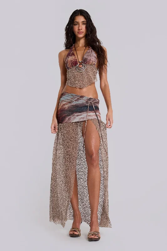 Women's sheer chiffon cover ups for beach partiesKumina Layered Maxi Skirt