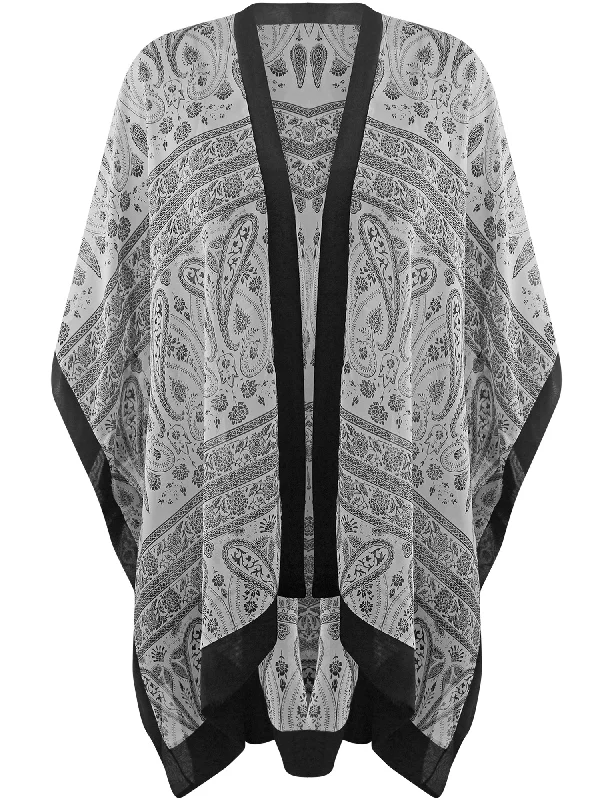 See - through cover ups for a sexy and alluring beach outfitSheer Chiffon Paisley Print Womens Kimono Beach Cover Up