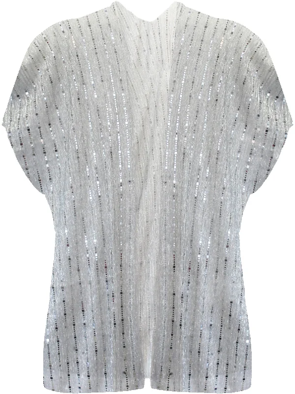 Vintage - inspired cover ups for a retro beach styleSilver Sheer Womens Kimono Beach Cover Up With Sequin Trim Vintage - inspired cover ups for a retro beach styleSilver Sheer Womens Kimono Beach Cover Up With Sequin Trim