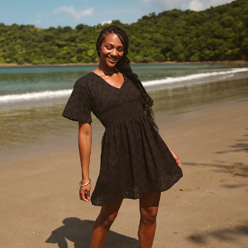 Split - hem cover ups for a more dynamic and stylish appearanceSmocked Dress, Black