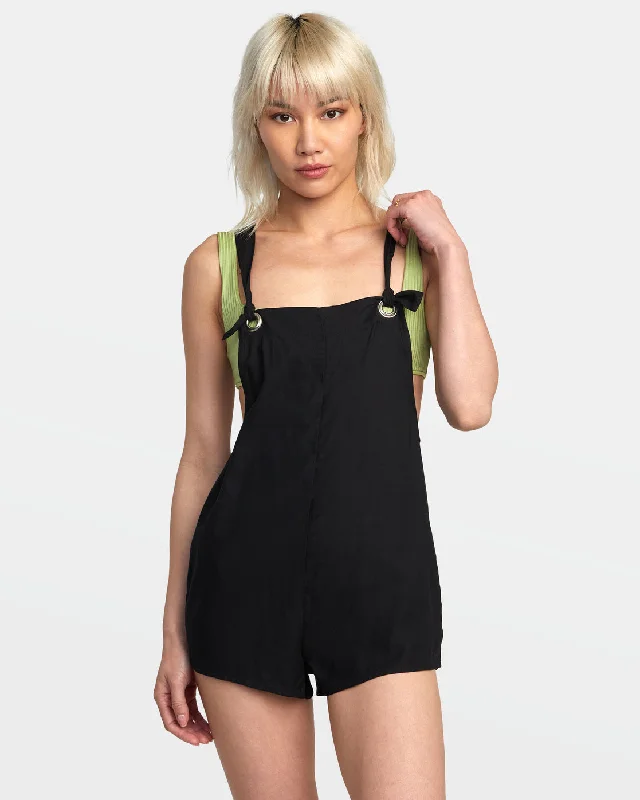 Drawstring - closure cover ups for adjustable sizingStandard Romper - Black